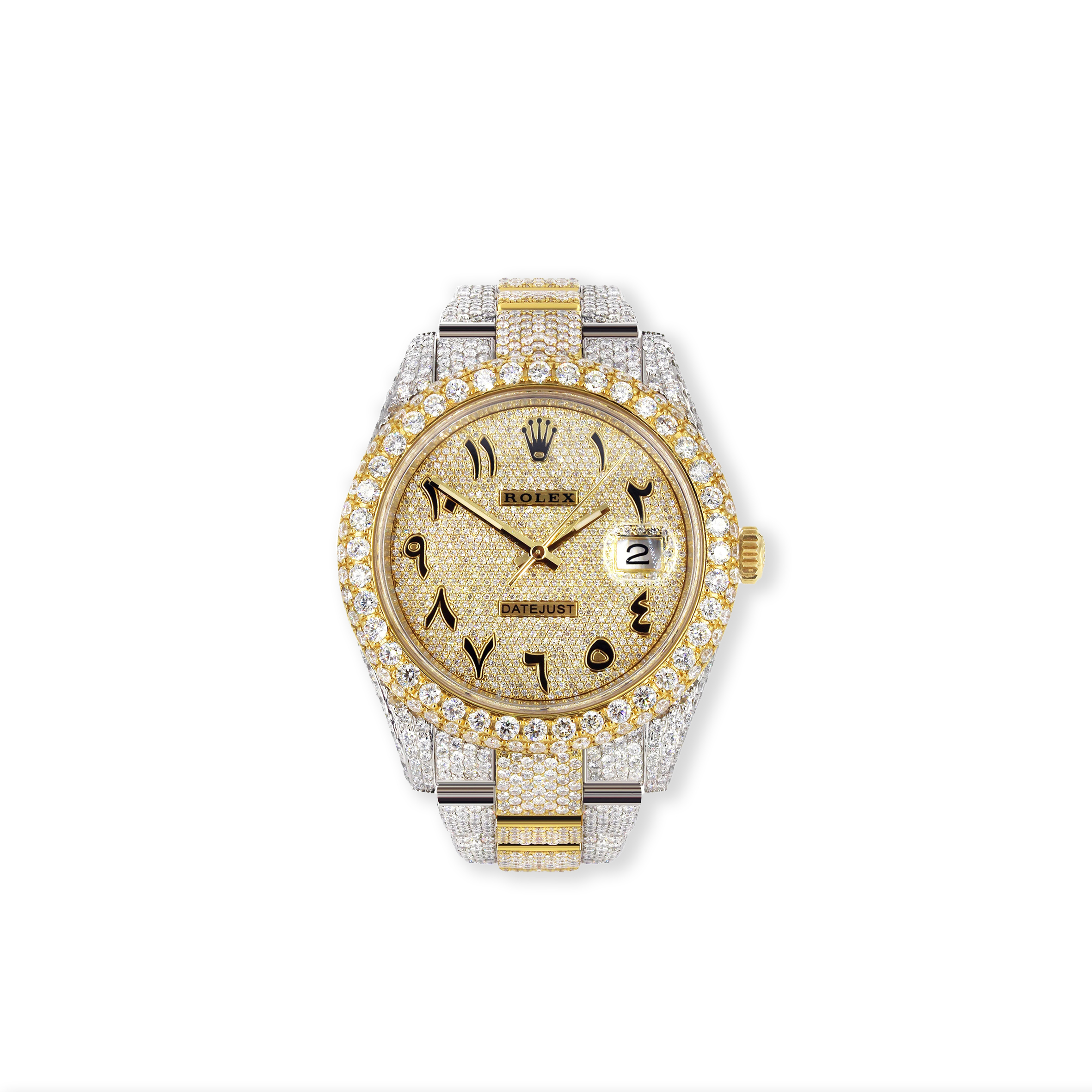 ROLEX DATEJUST SERIES MECHANICAL MEN'S WATCH  FULL DIAMOND SAPPHIRE CRYSTAL, 41MM DIAMETER  